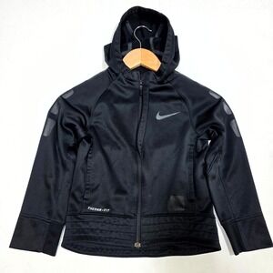 Nike Therma-FIT Hoodie Boys XS Black Full Zip Performance Fleece Jacket Athletic